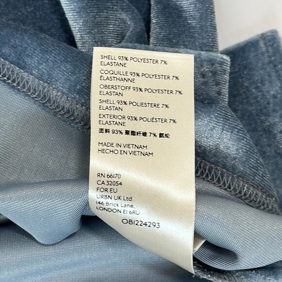 Anthropologie Krisha Blouse Top Velvet Mock Neck Short Sleeve Slate Blue Size L - Picture 14 of 16